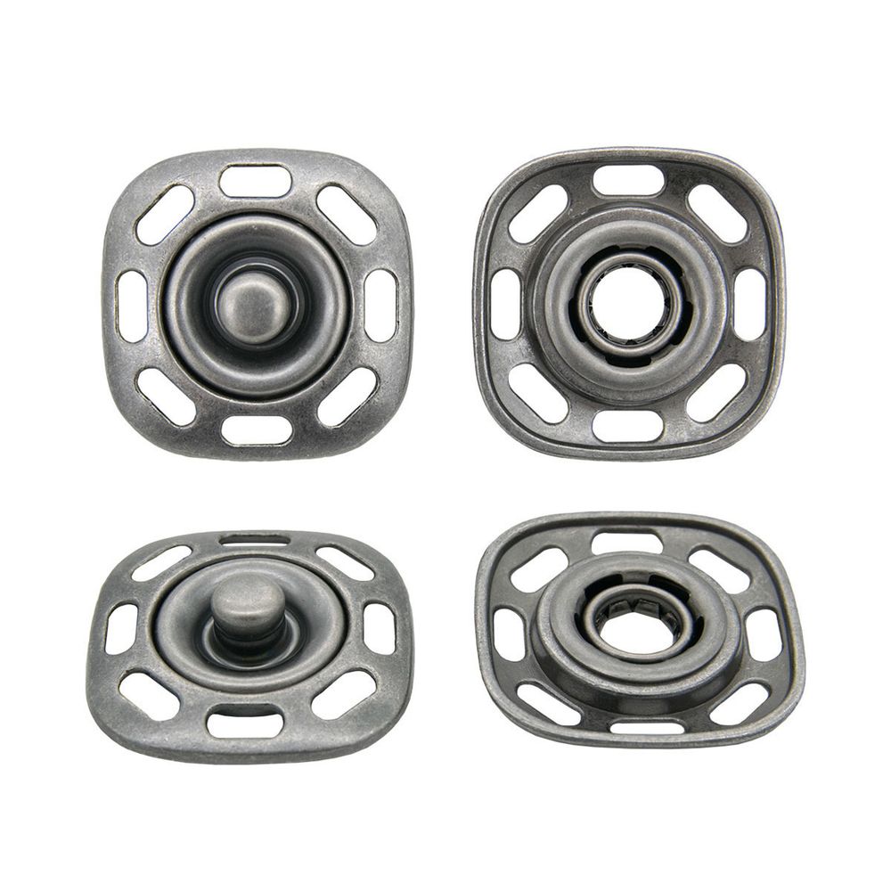 Кнопка пришивная металл ⌀34.0 мм, т.сер, 4 шт, BIG