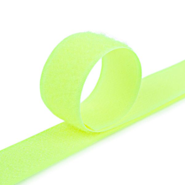 Лента контактная липучка (велкро) пришивная 25 мм / 25 метров, 118 лимонный, Gamma LG-25, ПАРА (крючок+петля), качество 