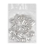 Фиксатор (зажим) для шнура металл плоский, 2 отв., 18х15 мм, (in ⌀4.5 мм), мет. цв.никель, 20 шт