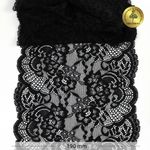 Кружево бельевое эластичное 190 мм / 10 м, 6392, цв.02 черный, Kruzhevo