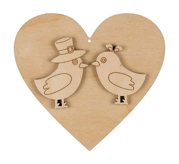 Заготовка из фанеры Подвеска Влюбленные птички, 10х11 см, ВД-872 Mr.Carving