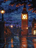 Кристальная (алмазная) мозаика Фрея ALDD-309, на подрамнике, Ночной Биг-Бен (со светодиодами), 30х40 см