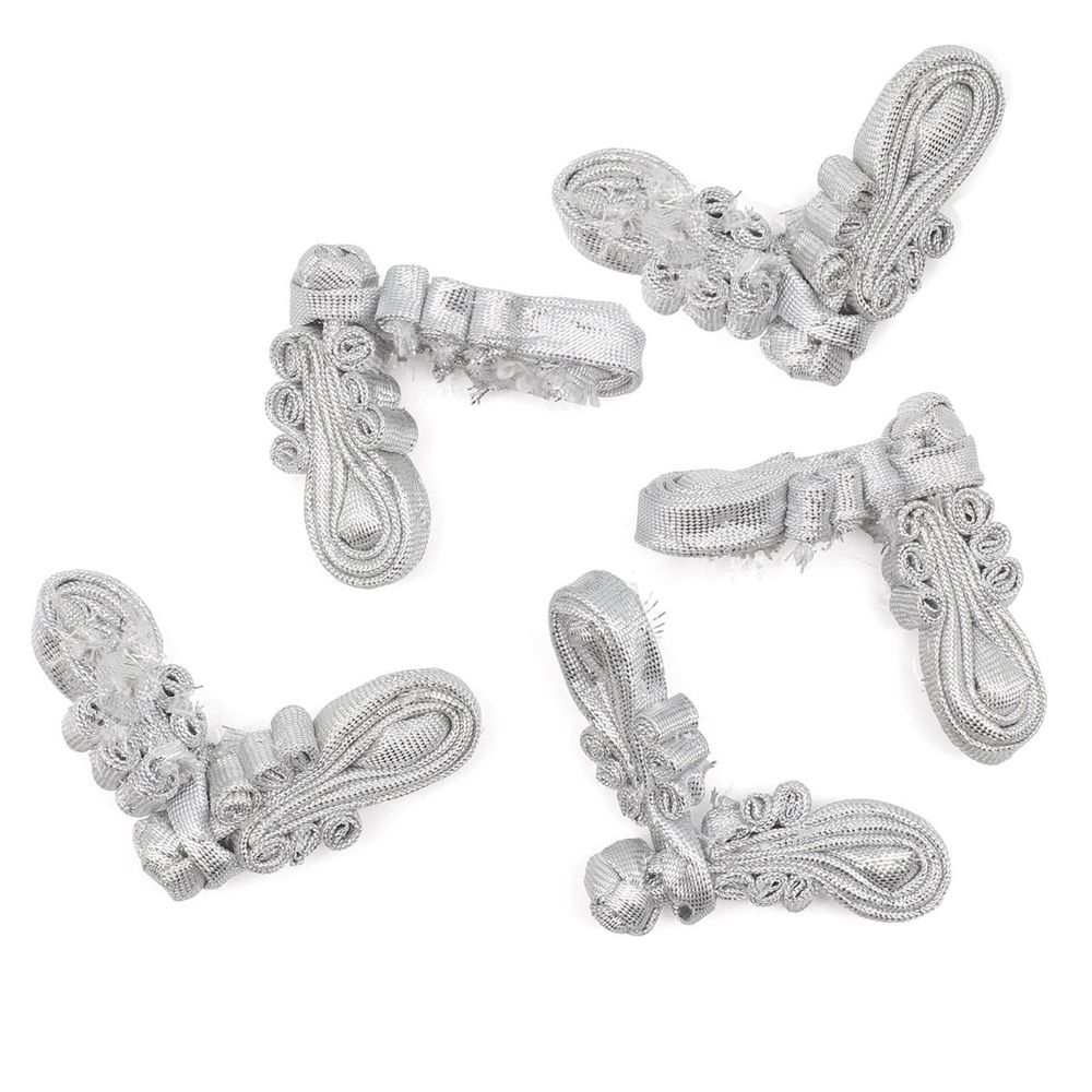 Сутажная застежка, 7 см (серебро), NO.1, 5 шт