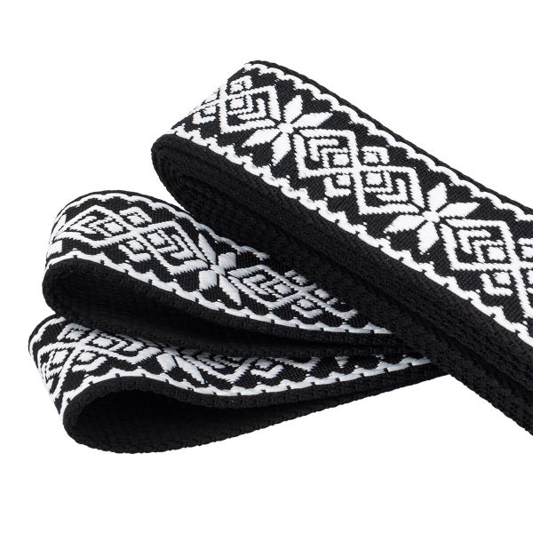 Стропа (ременная лента) 38 мм / 3 метра, [36.33 г/пог.м], с принтом 1-сторонняя, T0783 черный/белый, 3Al359