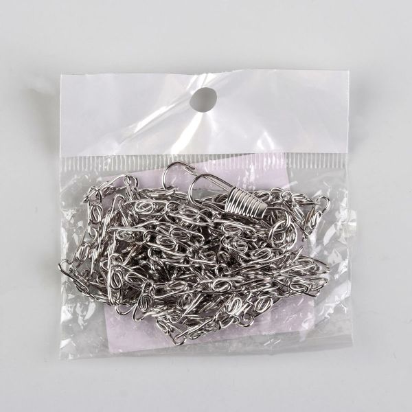 Цепочка для сумки с карабинами 120см 13х4мм серебряный