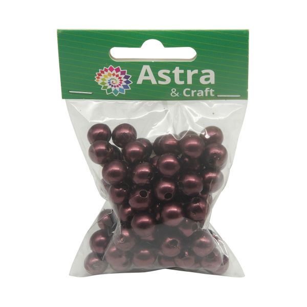 Бусины пластик (жемчуг) ⌀10 мм, 25 г, Astra&Craft, B33 коричневый
