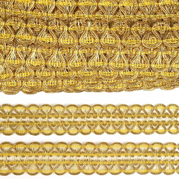 Тесьма отделочная 32 мм, 7728 цв.золото уп.13.71м