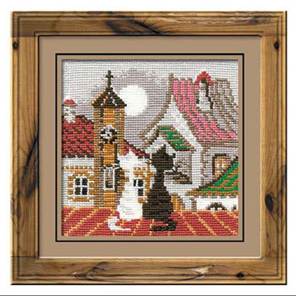 Набор для вышивания нитками Риолис, Город и кошки. Весна, 13х13 см