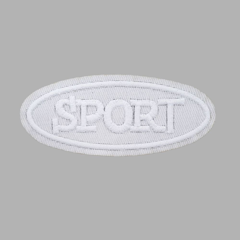 Термоаппликация овал SPORT 75х30мм (White (белый)), 2 шт, LA557