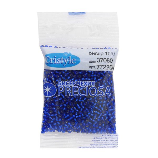 Бисер Preciosa прозрачный с серебр.центром 10/0 (2.3 мм), круг.отв, 20гр, 5 шт, уп.5 шт