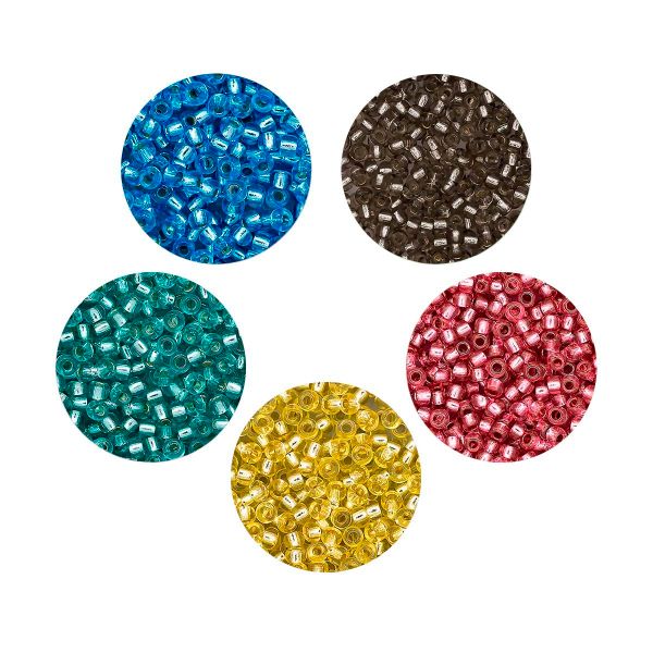 Набор бисера Preciosa 075, 5 цветов по 20 гр, № 10/0 (2.3 мм), диаметр 2,3 мм, 100 гр
