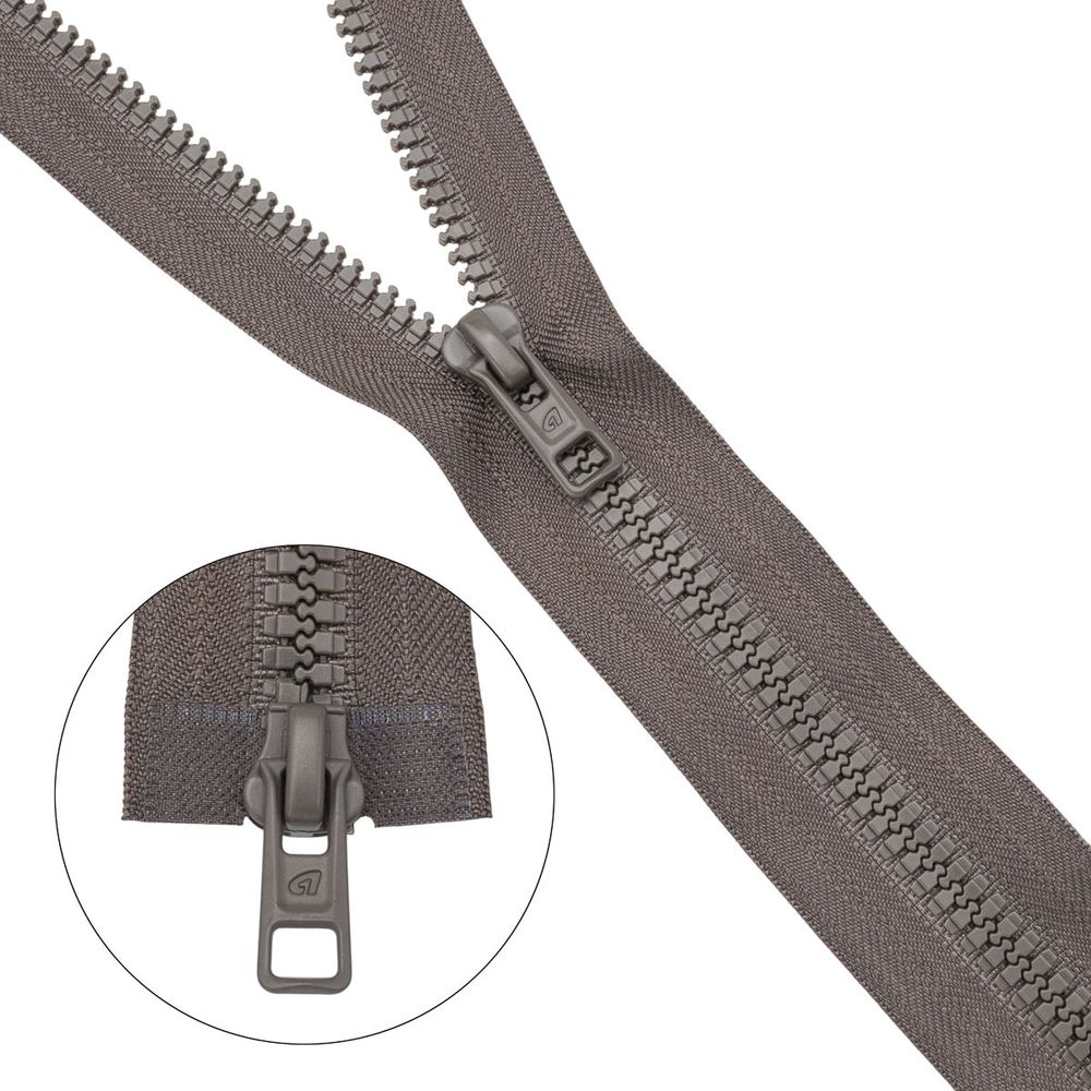 Молния трактор Arta Т6 (6 мм) 2 зам., разъем., 85 см, (2077), A034 дым, НОВЫЙ МАТОВЫЙ ЗАМОК, уп.5 шт