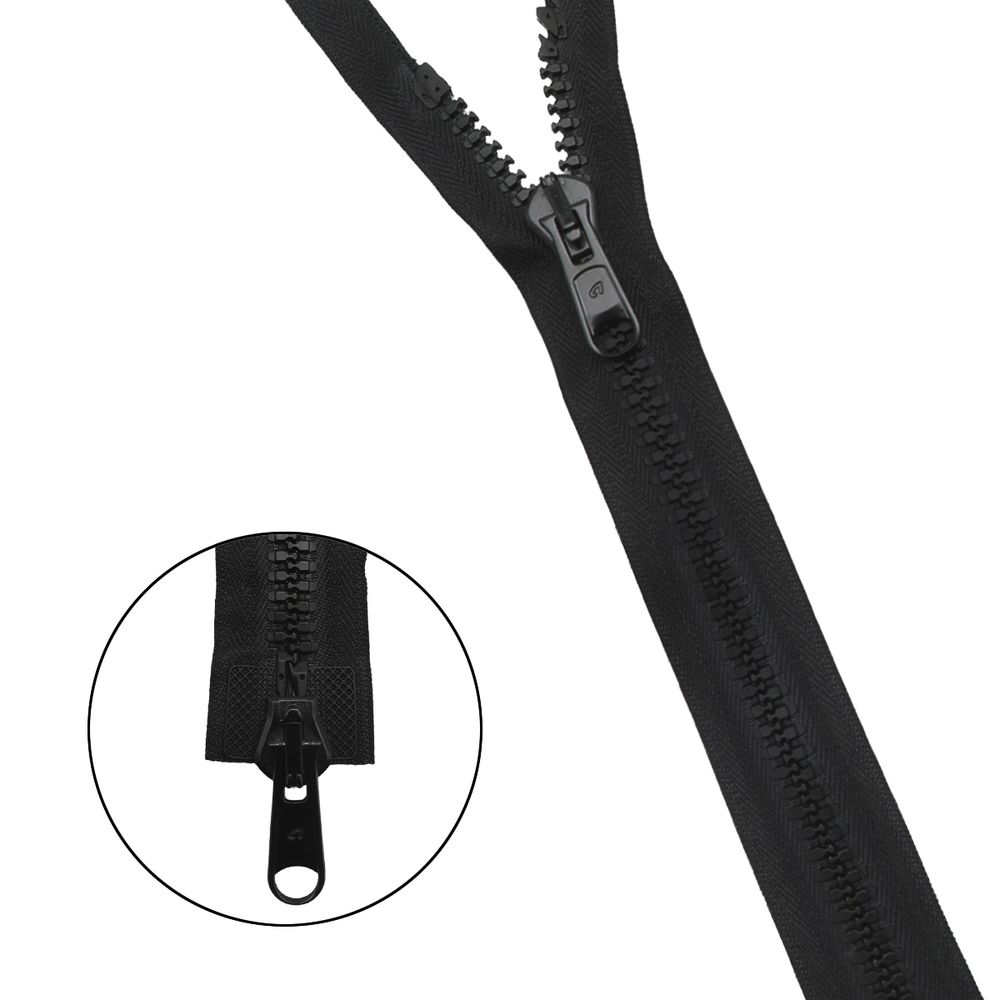 Молния трактор Arta Т8 (8 мм) 2 зам., разъем., 60 см, ОПТ. УП., 25 шт, 077 черный