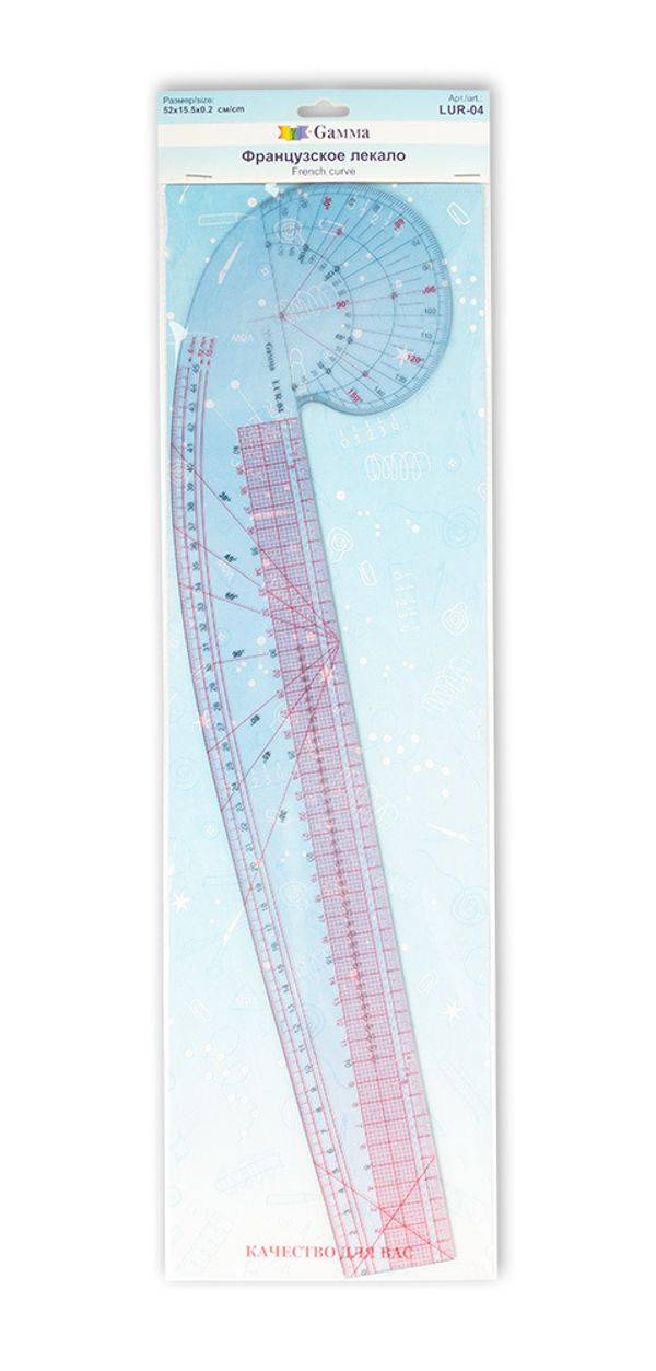 Французское лекало 15.5х52 см, толщ. 2 мм, Gamma LUR-04