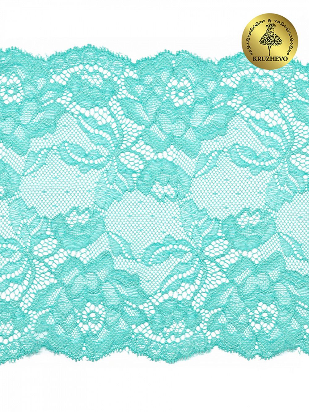 Кружево эластичное (стрейч) L838 180мм цв.04 мятный, 25 м, Kruzhevo