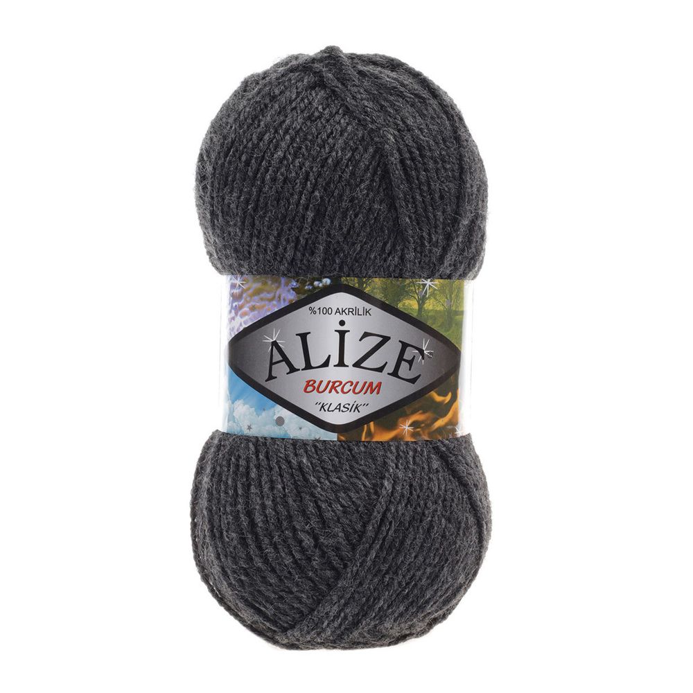 Пряжа Alize (Ализе) Burcum Klasik / уп.5 мот. по 100 г, 210м, 195 антрацит меланж A