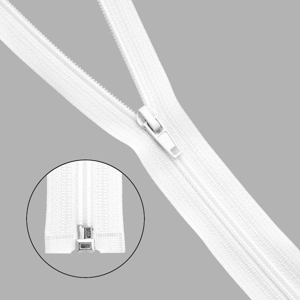 Молния спираль (витая) Т5 (5 мм) 1 зам., разъем., 50 см, 501 белый, 10 шт