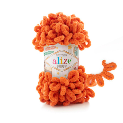 Пряжа Alize (Ализе) Puffy / уп.5 мот. по 100 г, 9м, 006 оранжевый A