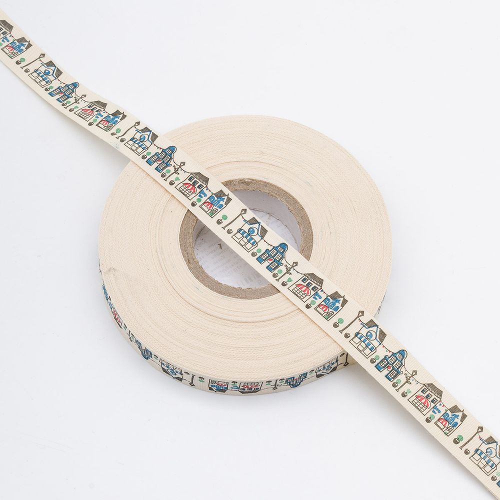 Лента декоративная х/б 15.0 мм / 25±1 метров, домики