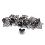 Пуговицы на ножке фигурная Сердце 20L (13мм), металл (Black/S (черный/серебро)), MEs-2012, 36 шт