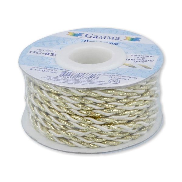 Шнур витой ⌀3.0 мм, 9.1 м, 075/золото кремовый, Gamma GC-032