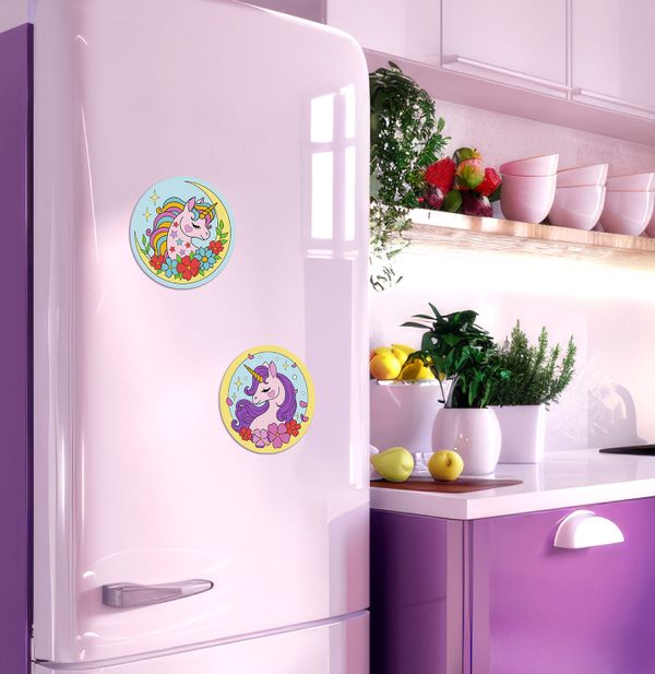 Картина по номерам Фрея PNBM-028, Лунные единорожки, (на магните) 9х9 см