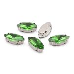 Хрустальные стразы в цапах формы миндаль, зеленый 7х15 мм, 5 шт., МЦ007НН715