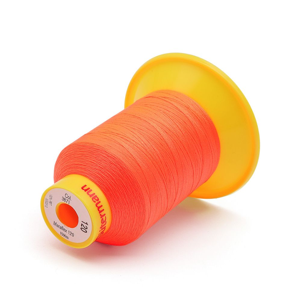 Нитка эластичная Gutermann Maraflex 120, 1500 м, 716936, 3871 неоновый оранжевый, 1 катушка