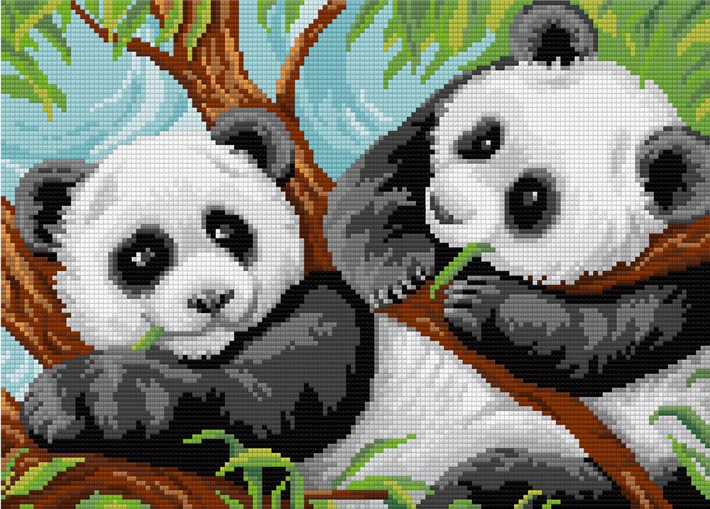 Алмазная (кристальная) мозаика Фрея, Две Панды, 25х35 см