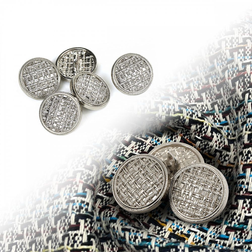 Пуговицы на ножке металлические 24L=15мм, С-MP06 цв.серебро, 5 шт