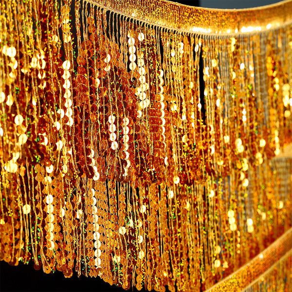 Бахрома отделочная 15.0 мм / 4.5 метра, с пайетками, TBY.11503, цв.золото