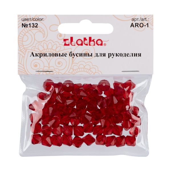 Бусины акрил 9х10 мм, 25 г (80±3 шт), 132 красный, Zlatka ARO-1