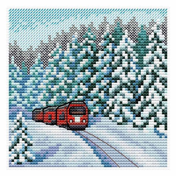 Набор для вышивания нитками, МП Студия, М-988 Через зимний лес 11х11см