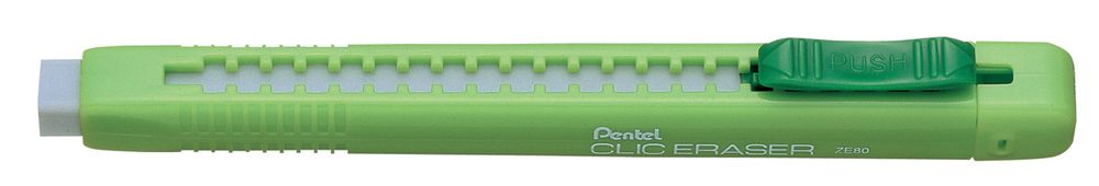 Ластик-карандаш Clic Eraser 12 шт, ZE80-K салатовый корпус, Pentel