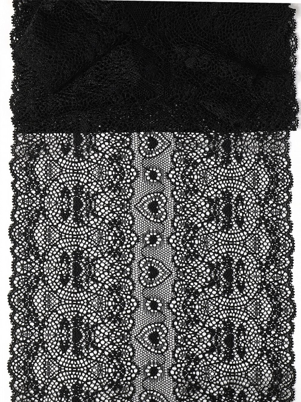 Кружево бельевое эластичное 185 мм / 2.7 м, 6185, цв.02 черный, Kruzhevo