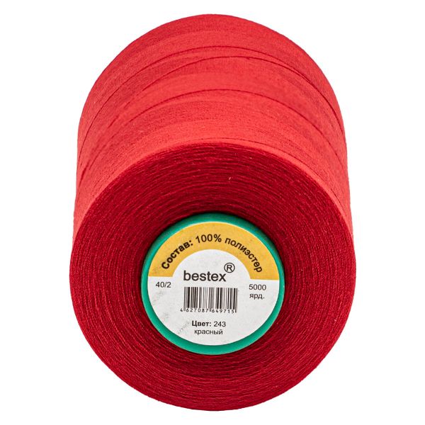 Нитки универсальные Bestex 40/2, 4570 м (5000 ярд) / 1 кат., 243 красный