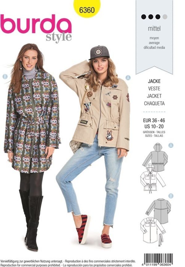 Выкройка Женская (жилеты-жакеты-пальто) Burda (Бурда) 6360, 1 шт, 6360