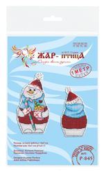Набор для вышивания нитками МП Студия (Жар-птица), Снеговик с угощениями 13х7 см
