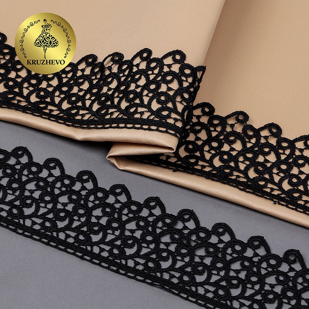 Кружево гипюр (плетёное) 80 мм, TR.8G8386, 04 черный, 12м, Kruzhevo