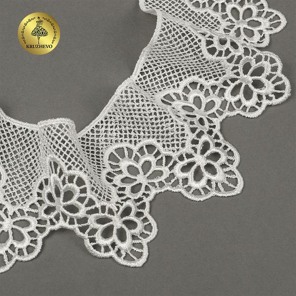 Кружево гипюр (плетёное) 80 мм, TR.0741 цв.01 белый уп.9м, Kruzhevo