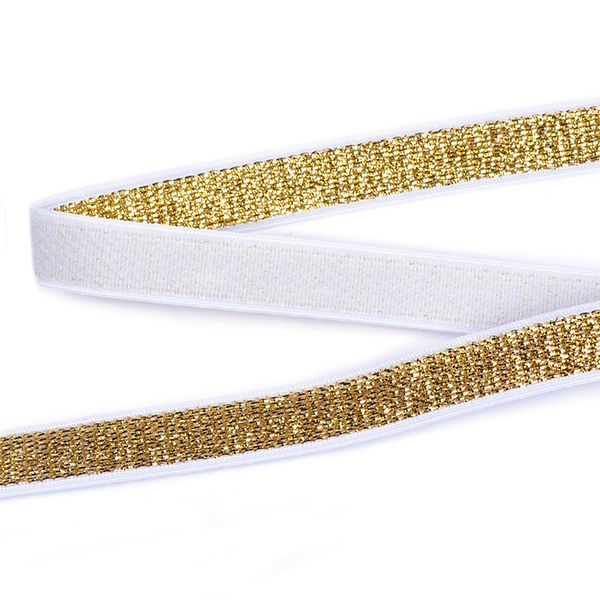 Резинка тканая 10.0 мм / 4±0.5 метра, металлизированная ET.10WHG белый/золото