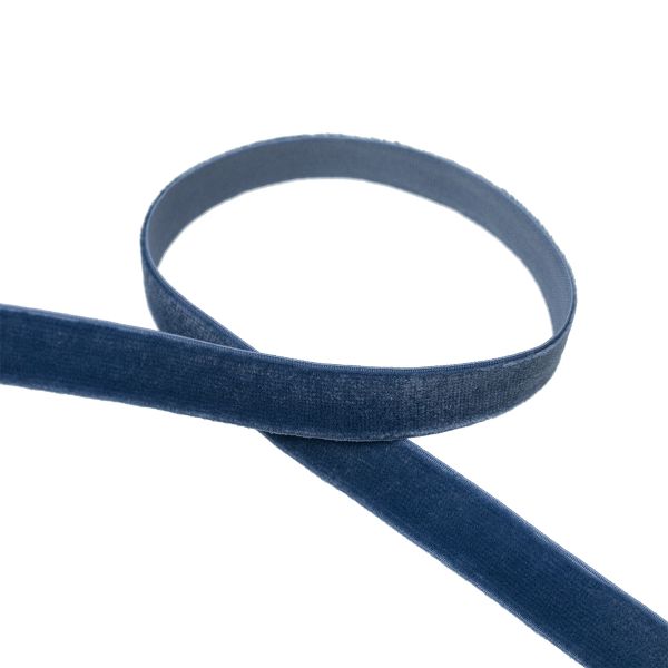 Лента бархатная (тесьма) эластичная 12.0 мм / 16.5±0.5 метра, №601 (19-4030) т.синий, Blitz VRE-12