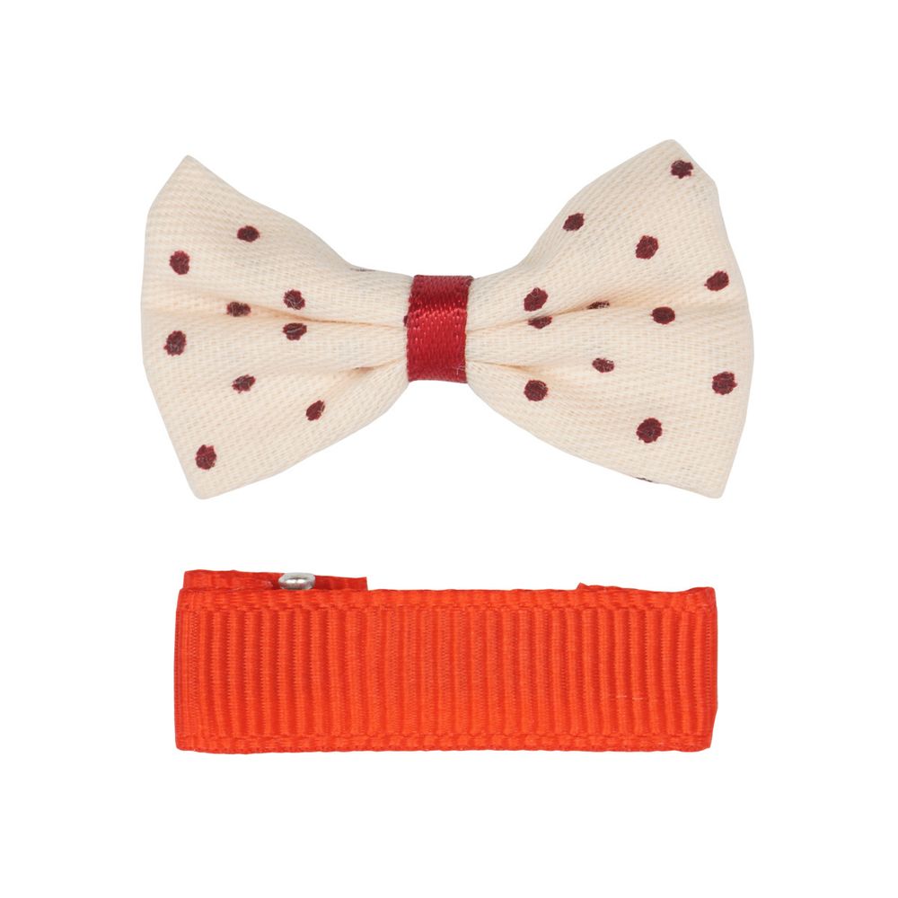 Набор Б-002 мини бантик+заколка 35мм/35мм (бежевый/красный) 29353