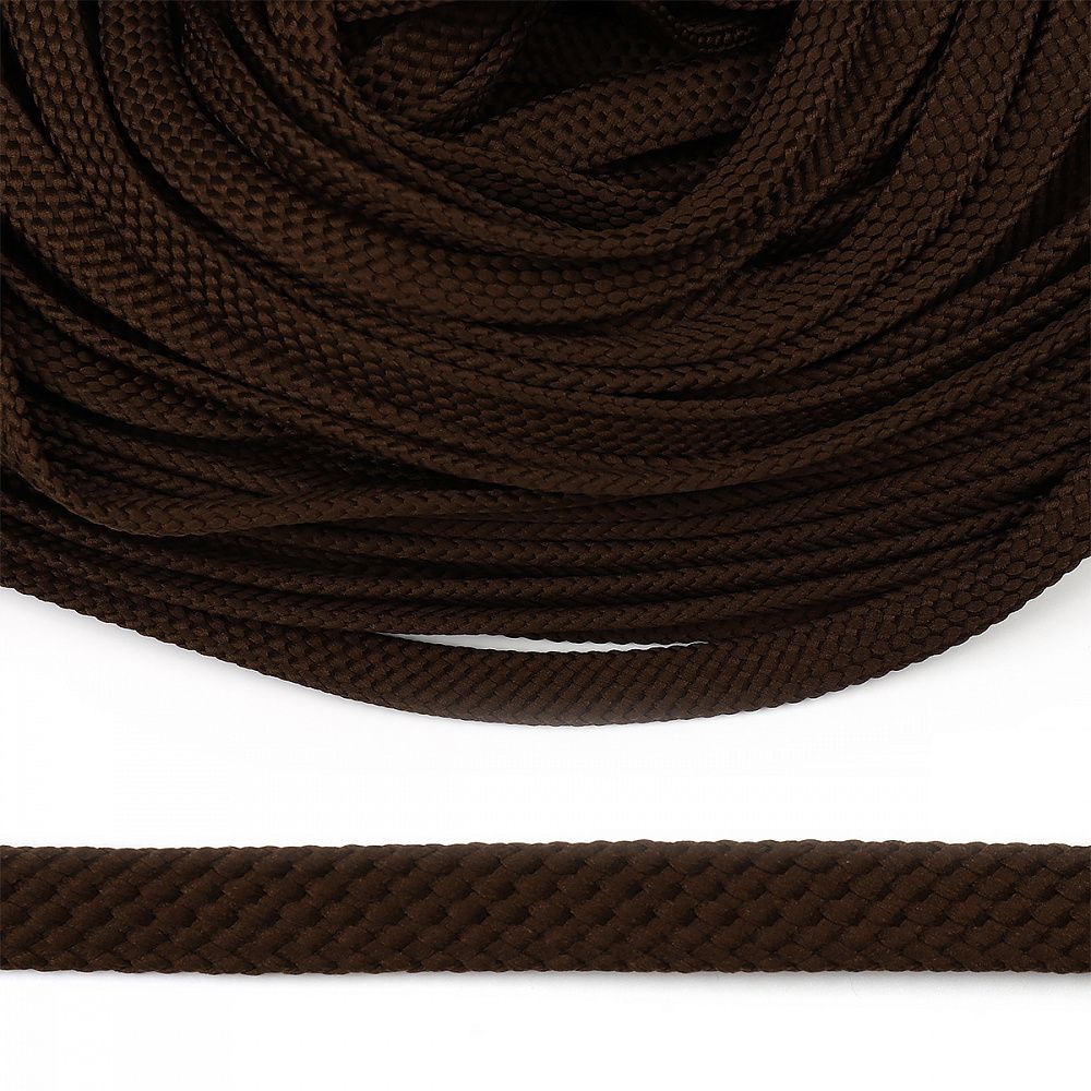 Шнур полиэфир плоский 10.0 мм / 50 метров, турецкое плетение 022 коричневый