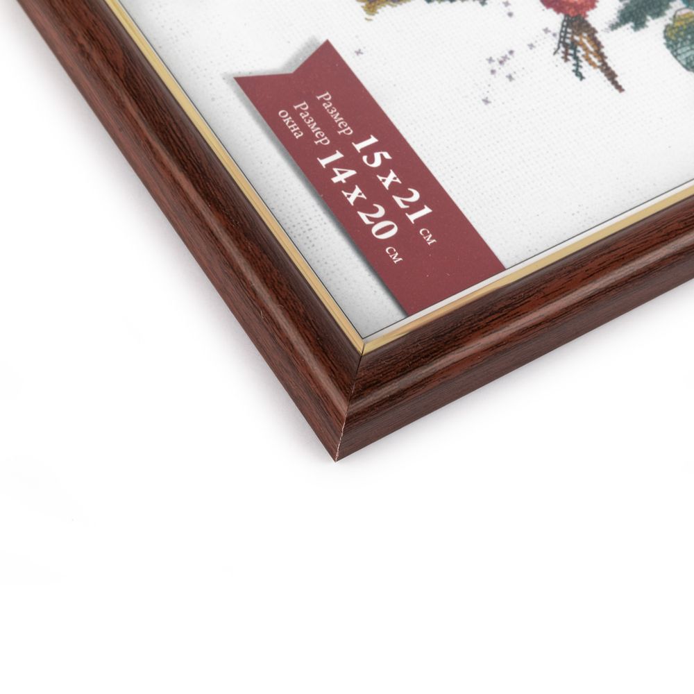 Рамка для картины (фото) пластик с оргстеклом 15х21 см, коричневый, Gamma ПРК-18