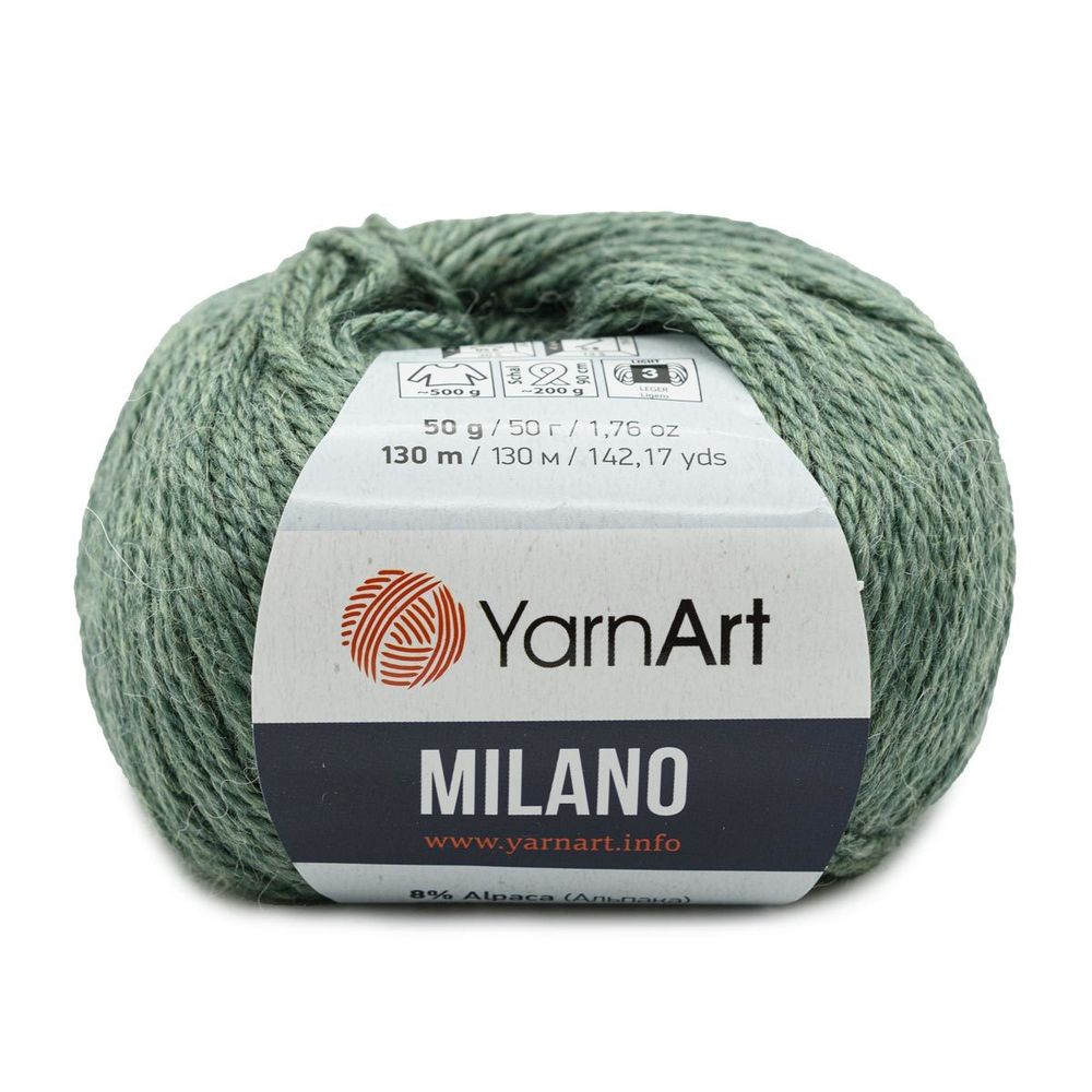 Пряжа YarnArt (ЯрнАрт) Milano / уп.10 мот. по 50 г, 130м, 875 зеленый