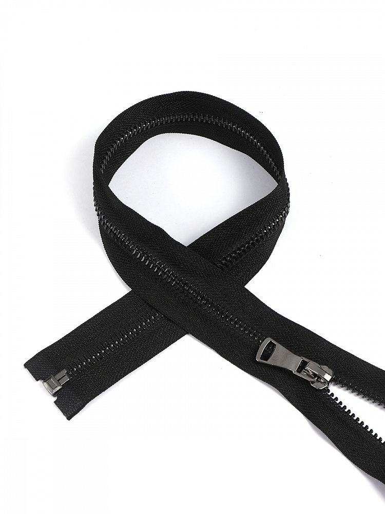 Молния металл Т5 (5 мм) 1 зам., разъем., 55 см, черн. никель, шлиф.звено, цв.F322 черный уп.10 шт