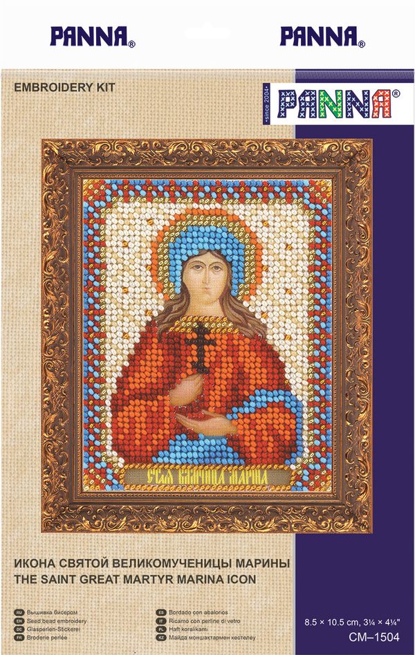 Набор для вышивания бисером Panna, Икона Святой Великомученицы Марины, 8,5х11 см