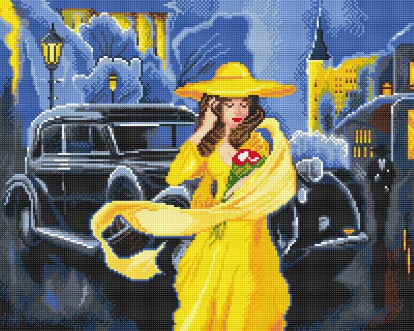 Алмазная (кристальная) мозаика Фрея, Дама в желтом, 40х50 см