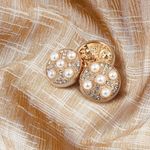 Пуговицы металлические на ножке 24L-15 мм, С-MP17 цв.золото/перламутр, 10 шт